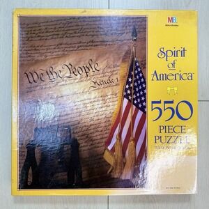 VTG Milton Bradley Spirit of America Puzzle 550 Piece Complete Flag USA 90s EUC!